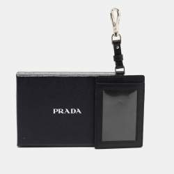 Prada Black Saffiano Leather Badge Holder