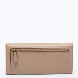 Pre Owned Prada Dusty Pink Saffiano Leather Flap Continental Wallet