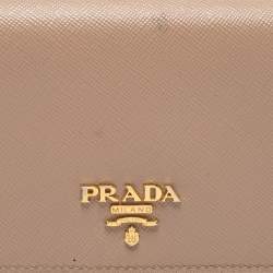 Pre Owned Prada Dusty Pink Saffiano Leather Flap Continental Wallet