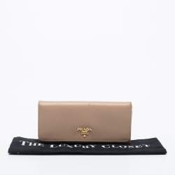 Pre Owned Prada Dusty Pink Saffiano Leather Flap Continental Wallet