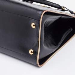 Pre Owned Prada Black Patent Leather Open Satchel