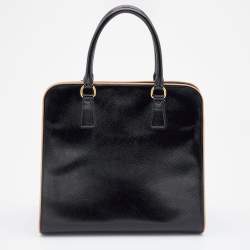 Pre Owned Prada Black Patent Leather Open Satchel