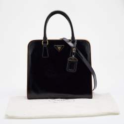 Pre Owned Prada Black Patent Leather Open Satchel