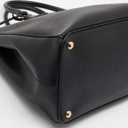 Pre Owned Prada Black Saffiano Lux Leather Large Galleria Double Zip Tote