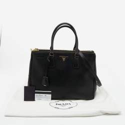Pre Owned Prada Black Saffiano Lux Leather Large Galleria Double Zip Tote