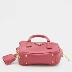 Pre Owned Prada Pink Saffiano Lux Leather Mini Bauletto Bag