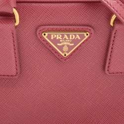 Pre Owned Prada Pink Saffiano Lux Leather Mini Bauletto Bag