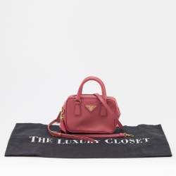 Pre Owned Prada Pink Saffiano Lux Leather Mini Bauletto Bag