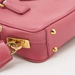 Pre Owned Prada Pink Saffiano Lux Leather Mini Bauletto Bag