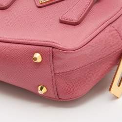 Pre Owned Prada Pink Saffiano Lux Leather Mini Bauletto Bag