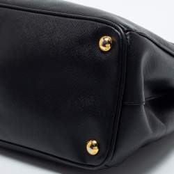 Pre Owned Prada Black Saffiano Leather Double Zip Tote