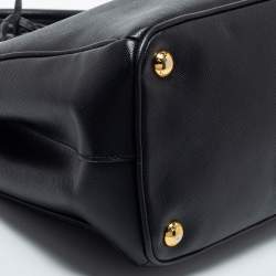 Pre Owned Prada Black Saffiano Leather Double Zip Tote