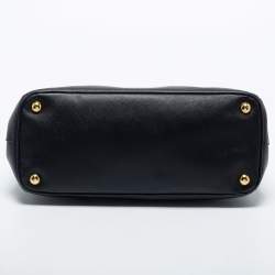 Pre Owned Prada Black Saffiano Leather Double Zip Tote