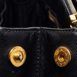 Pre Owned Prada Black Saffiano Leather Double Zip Tote