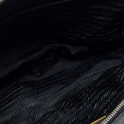 Pre Owned Prada Black Saffiano Leather Double Zip Tote