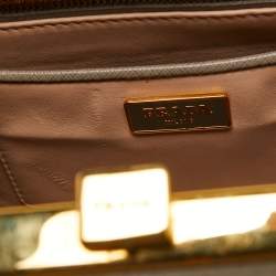 Prada Grey Saffiano Lux Leather Pyramid Frame Satchel