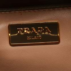 Prada Grey Saffiano Lux Leather Pyramid Frame Satchel