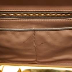 Prada Grey Saffiano Lux Leather Pyramid Frame Satchel