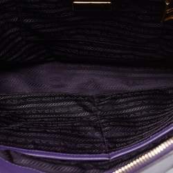 Pre Owned Prada Purple Saffiano Lux Leather Medium Galleria Double Zip Tote