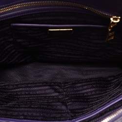 Pre Owned Prada Purple Saffiano Lux Leather Medium Galleria Double Zip Tote