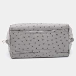 Pre Owned Prada Grey Ostrich Leather Bauletto Bag