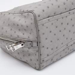 Pre Owned Prada Grey Ostrich Leather Bauletto Bag