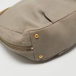 Prada Grey Vitello Daino Leather Large Side Pocket Zip Hobo
