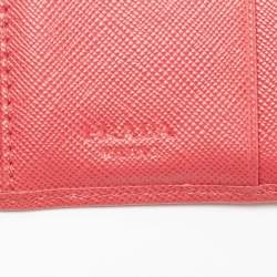 Pre Owned Prada Pink Saffiano Leather Trifold Wallet
