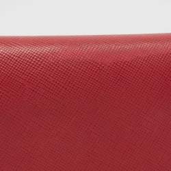 Pre Owned Prada Pink Saffiano Leather Trifold Wallet