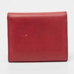 Pre Owned Prada Pink Saffiano Leather Trifold Wallet