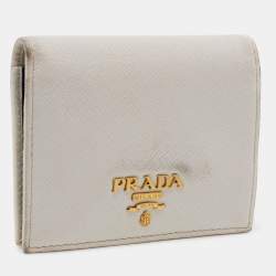 Pre Owned Prada White Saffiano Leather Bifold Wallet