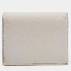 Pre Owned Prada White Saffiano Leather Bifold Wallet