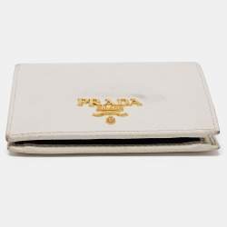 Pre Owned Prada White Saffiano Leather Bifold Wallet