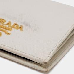 Pre Owned Prada White Saffiano Leather Bifold Wallet
