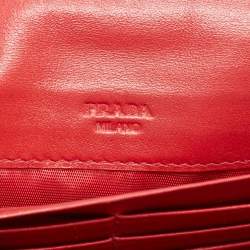 Pre Owned Prada Red Quilted Nylon and Leather Continental Wallet