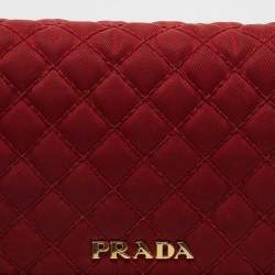 Pre Owned Prada Red Quilted Nylon and Leather Continental Wallet