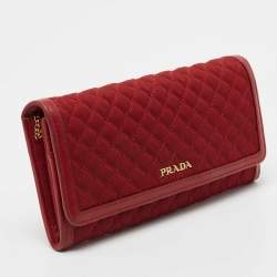 Pre Owned Prada Red Quilted Nylon and Leather Continental Wallet