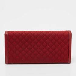 Pre Owned Prada Red Quilted Nylon and Leather Continental Wallet
