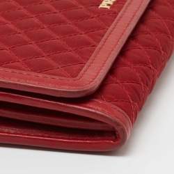 Pre Owned Prada Red Quilted Nylon and Leather Continental Wallet