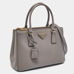 Pre Owned Prada Grey Saffiano Lux Leather Medium Galleria Tote