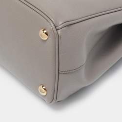 Pre Owned Prada Grey Saffiano Lux Leather Medium Galleria Tote