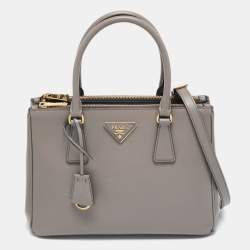 Pre Owned Prada Grey Saffiano Lux Leather Medium Galleria Tote