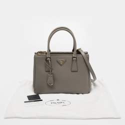 Pre Owned Prada Grey Saffiano Lux Leather Medium Galleria Tote