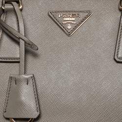 Pre Owned Prada Grey Saffiano Lux Leather Medium Galleria Tote