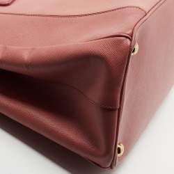 Pre Owned Prada Two Tone Pink Saffiano Lux Leather Medium Double Zip Tote