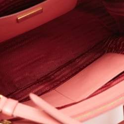 Pre Owned Prada Two Tone Pink Saffiano Lux Leather Medium Double Zip Tote