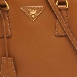 Pre Owned Prada Brown Saffiano Leather Medium Promenade Satchel