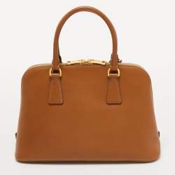 Pre Owned Prada Brown Saffiano Leather Medium Promenade Satchel