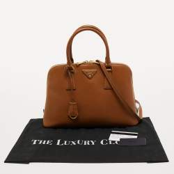 Pre Owned Prada Brown Saffiano Leather Medium Promenade Satchel