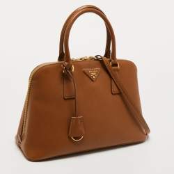 Pre Owned Prada Brown Saffiano Leather Medium Promenade Satchel